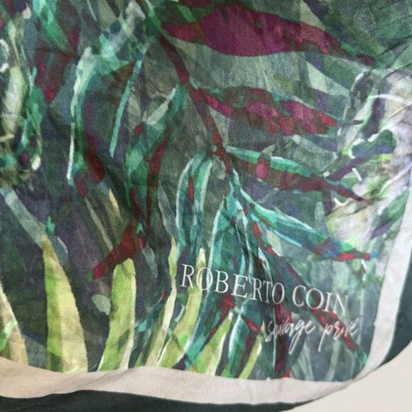 Roberto Coin 100% Silk Tropical Print Scarf 33”x33” Made in Italy Designer - Picture 5 of 5